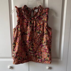 J. Crew Pink Paisley Ruffle Sleeveless Top Women’s Size Small